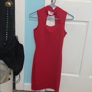 Red Body-con collar dress